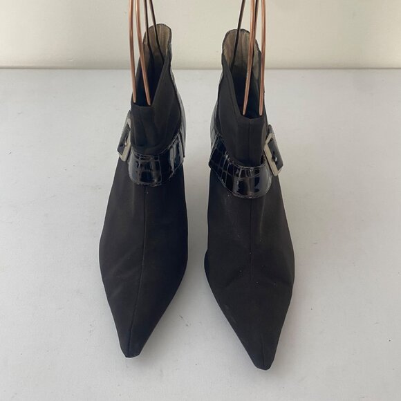 A. Marinelli Ankle Boots Shoes Pointed Toe Brown Crocodile - Picture 5 of 11